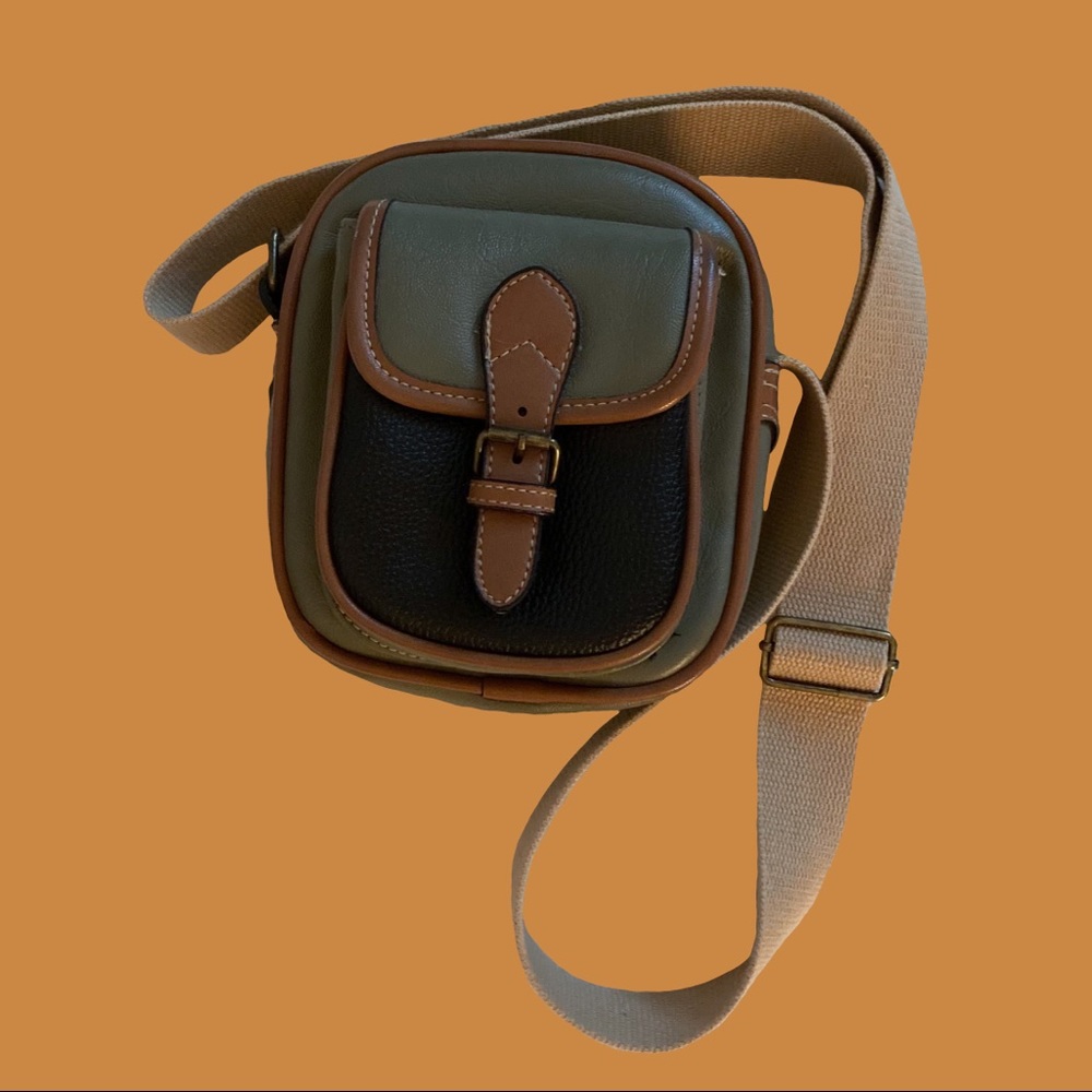 Small olive, black and brown vintage crossbody purse